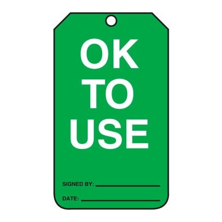 Accuform OK To Use Tag, RP-Plastic, 25/Pack MGT217PTP